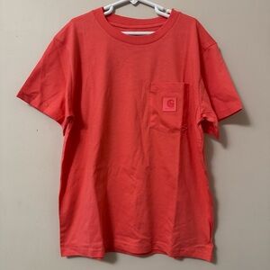 Carhartt (XL) size 14 Coral pink orange short sleeve tonal patch pocket T-shirt
